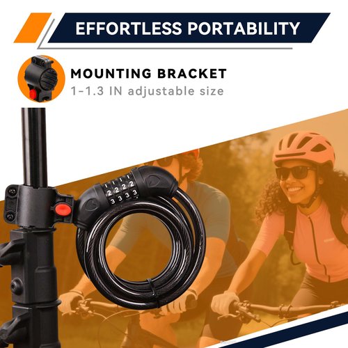 SEPOX® 2Pcs Pack 6FT Extra Long Cable Combination Bike Locks, 4 Digits Retractable Security Lock, 12mm Heavy Duty Anti Theft Anti Rust Cable for Bicycle, Scooter, Gate, Outdoor Equipment, Weatherproof