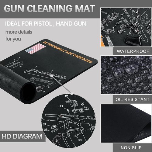 Gun Cleaning Mat 24" x12" for Glock, Anti-Slip Gun Mat Black