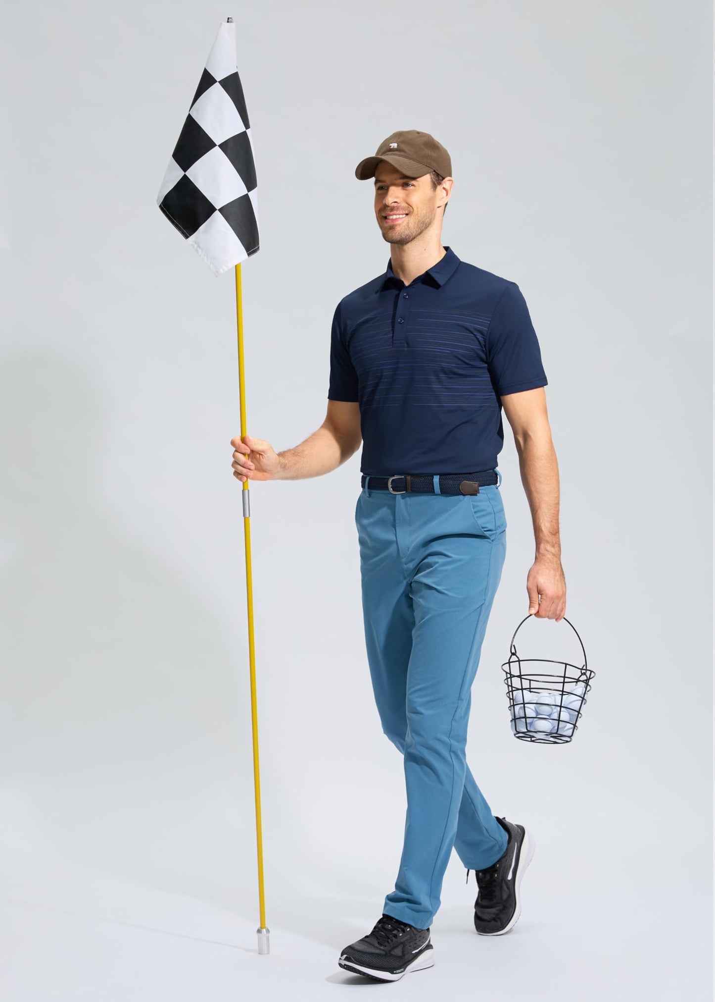 Pudolla Men's Golf Pants Stretch Work Dress Pants Men's Dress Pants 30 Lightweight Quick Dry Trousers with Pockets(Stone Slab Blue 35Wx30L)