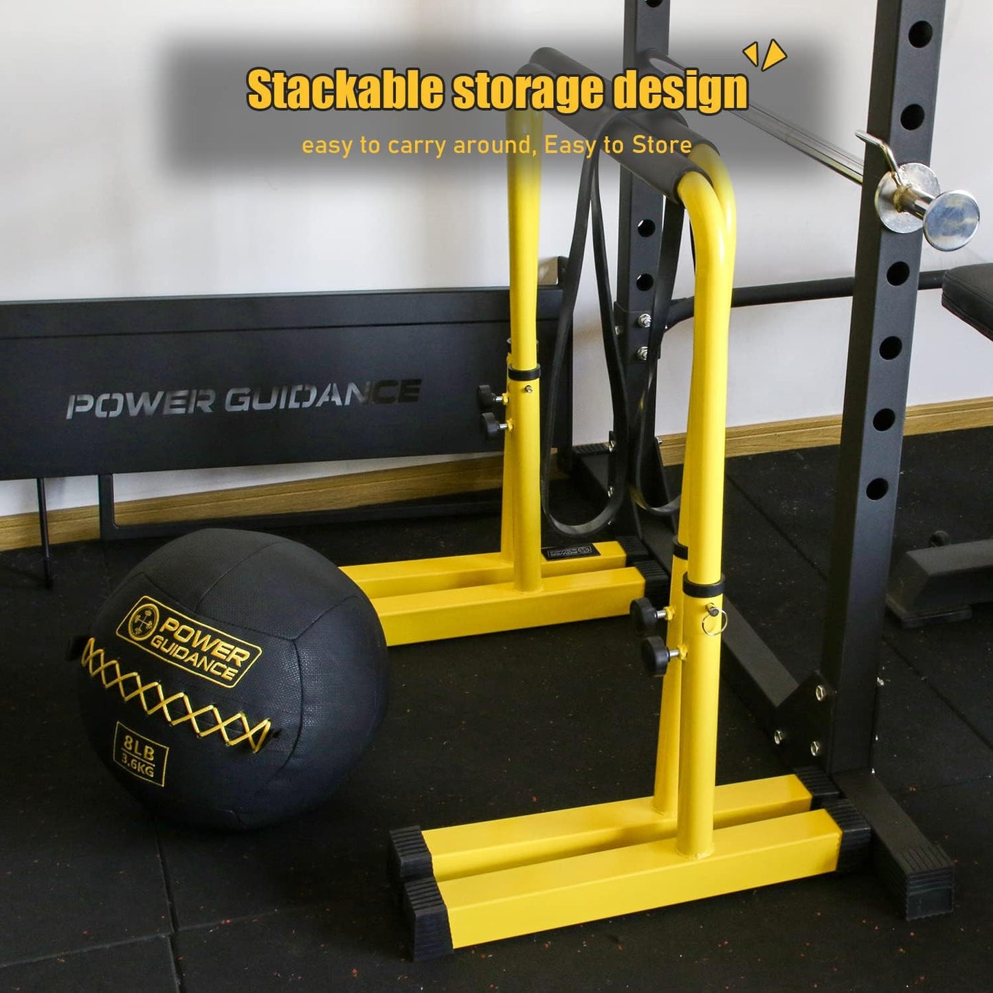 POWER GUIDANCE Dip Bar, Dip Stand Station for Full Body Strength Training, Adjustable Height 30Inches - 38.6Inched, 3 Colors Available