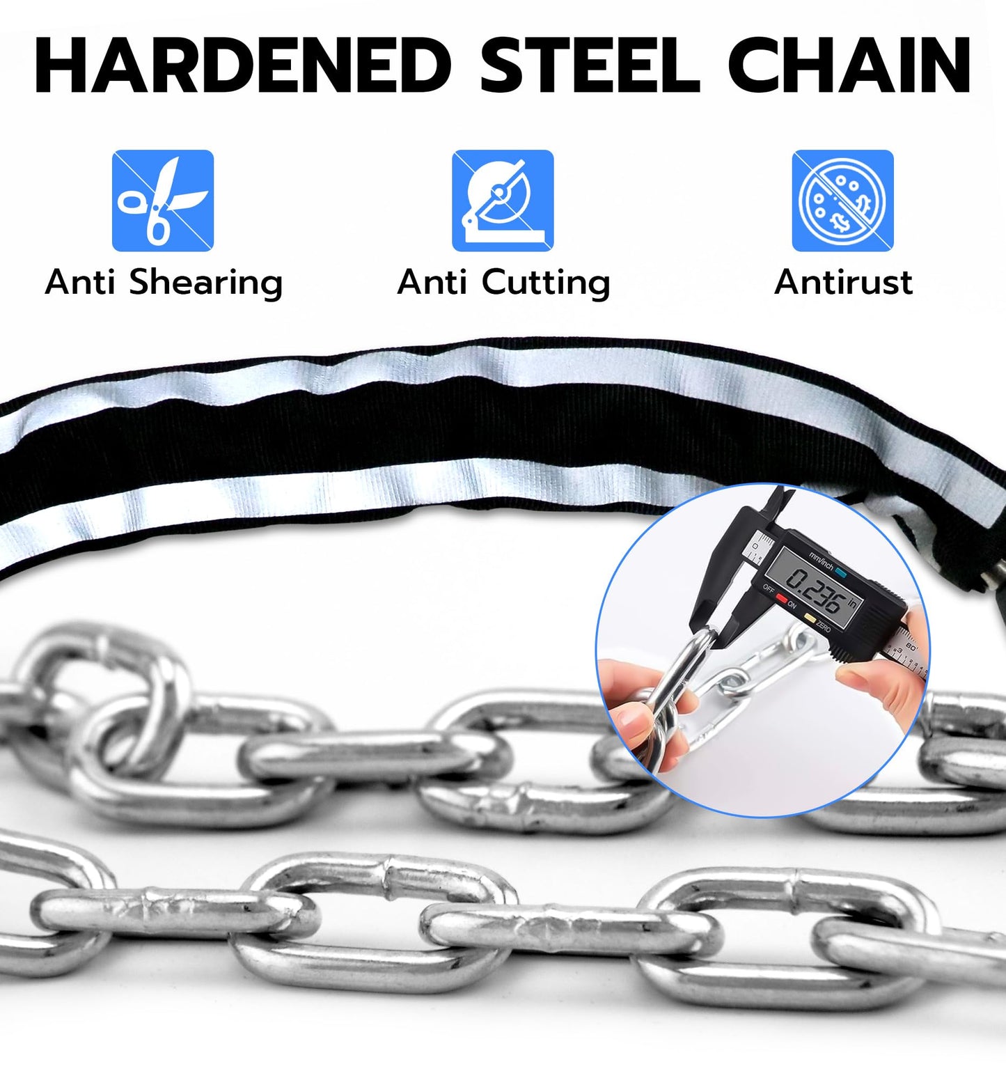 Anweller Scooter Chain Lock, Electric Scooter Accessories, Fingerprint Keyless Biometric Smart Bluetooth App Electronic Digital Heavy Duty Anti Theft Bike Lock