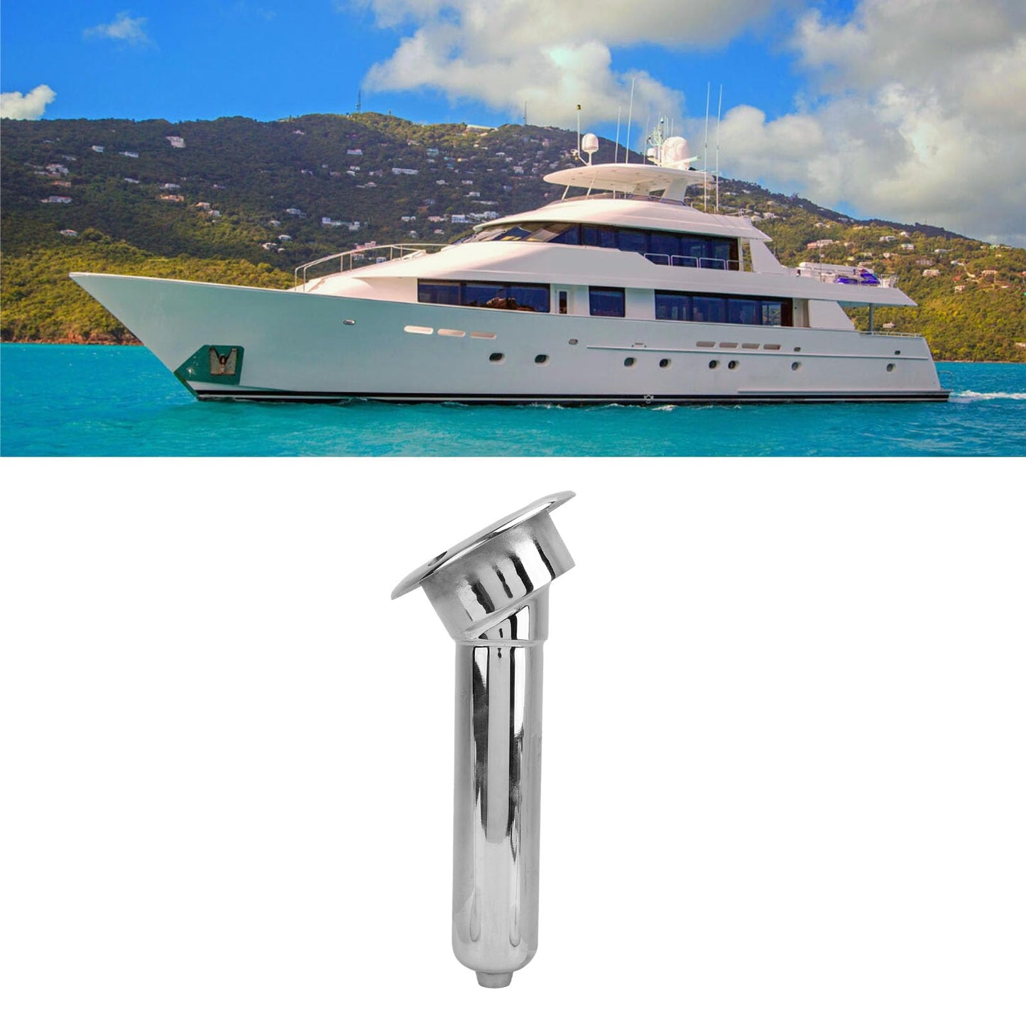 Generic Heavy Duty Stainless Steel Deluxe Rod Holders, 2 in 1 Flush Mount Fishing Rod Pole Holders, 0 15 30 Degree Boat Fishing Rod Cup Holder 280mm Round Top Cup Holder for Yacht Ship