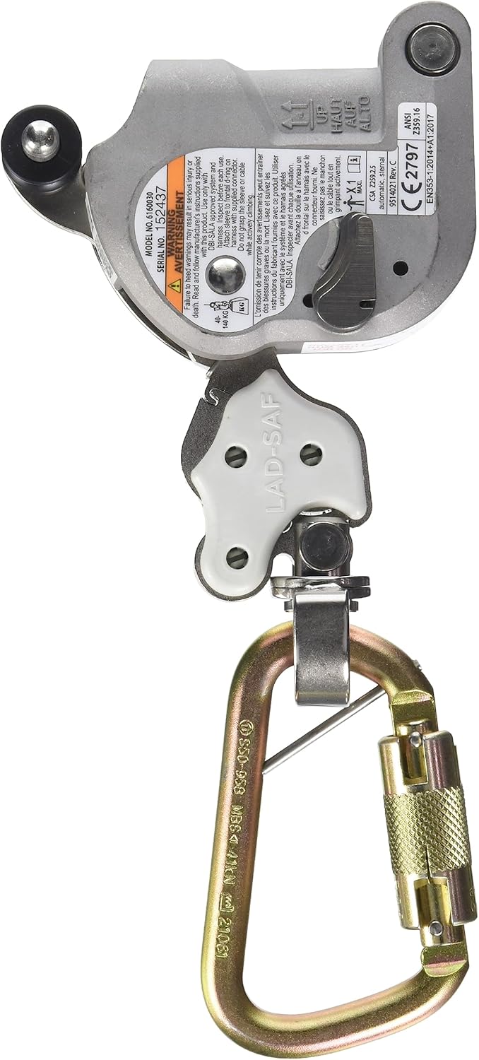 3M DBI-SALA Lad-Saf Sleeve with Carabiner & Inertial Lock - Fits 3/8" & 5/16" Cables