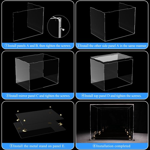 Putros Football Helmet Display Case Full Size with Mirror Back and Black Base Acrylic Dust-Proof Display Case for Sports Collectibles