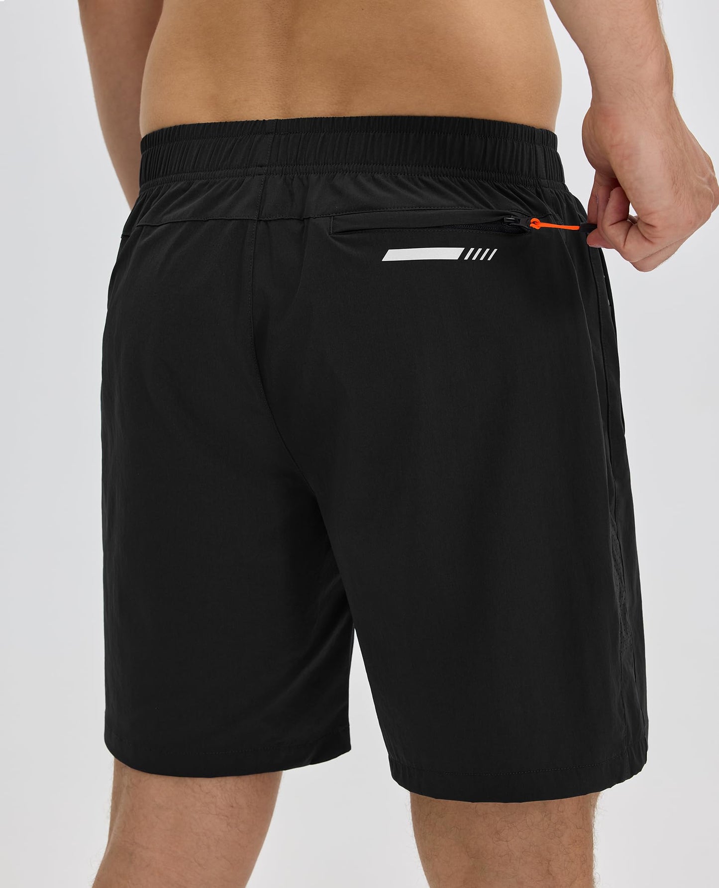 FOGFIRE Men's Athletic Running Shorts with Zipper Pockets Quick Dry Drawstring 7" Gym Shorts for Basketball Workout Jogging-Black