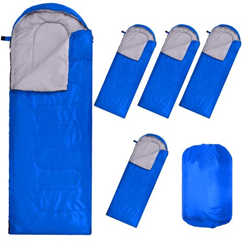 Macarrie 6 Pack Camping Sleeping Bags Bulk for Adults, 4 Season Cold Weather Sleeping Bag with Compression Sack Lightweight Waterproof Essential Gear for Backpacking Hiking Travel(Royal Blue)