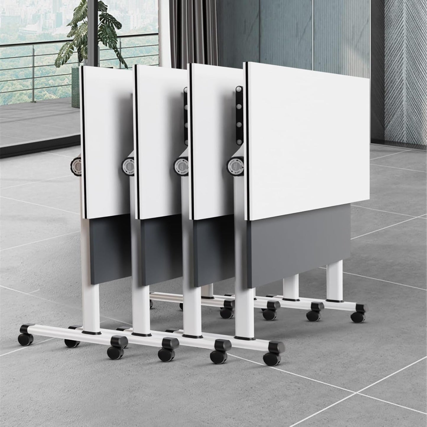 47.2 Inch Fold-and-Lock Conference Table, Robust Steel Legs & Rapid Setup, Ideal for Breakroom & Training Areas