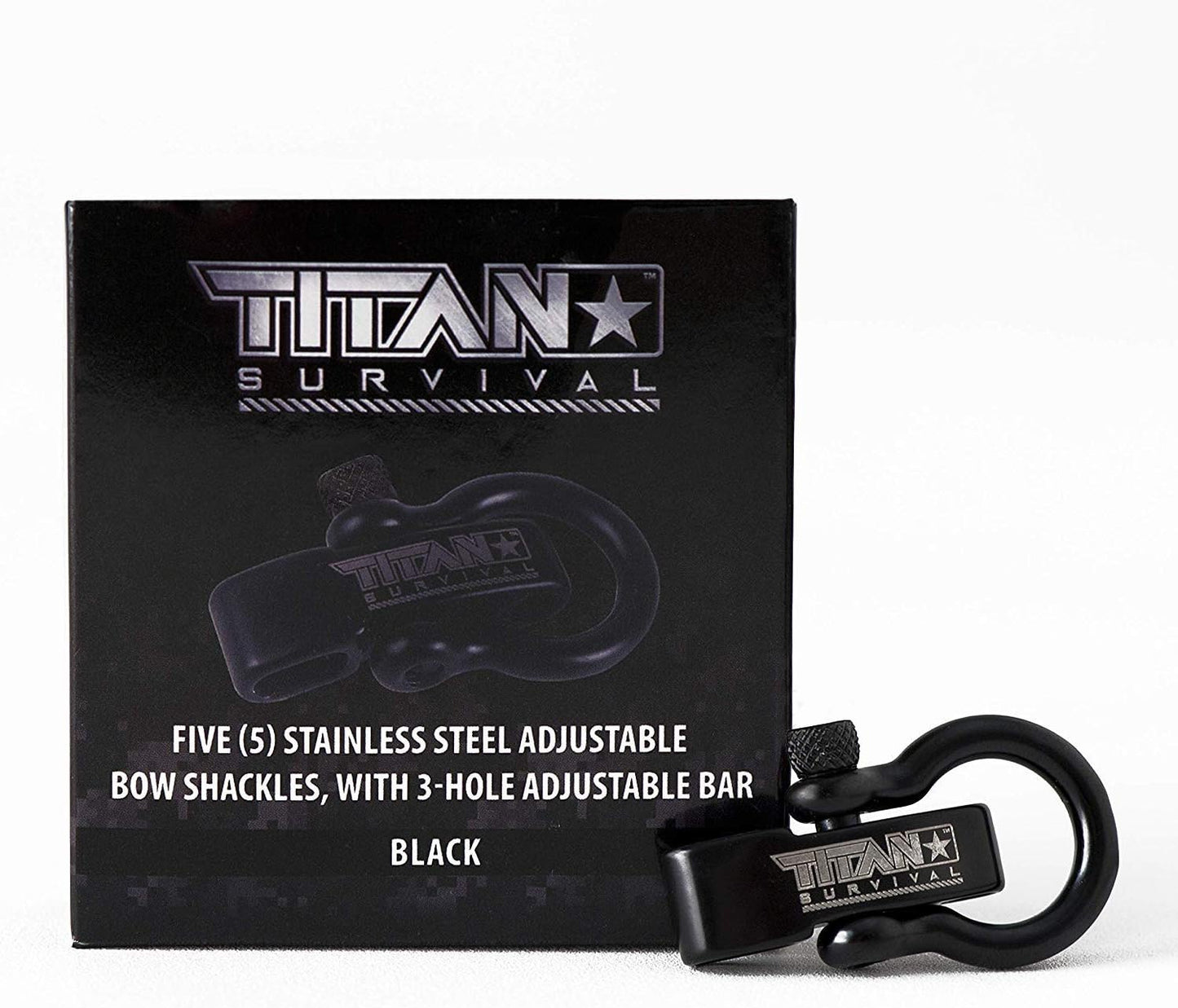 TITAN Survival 1,650 LBS Shackles for Paracord Bracelets (5-Pack) | BLACK | Stylish Premium Metal Clasps.