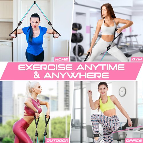 RENRANRING 150lbs Resistance Bands for Working Out, 5.9ft Exercise Bands for Physical Therapy, Stretch, Recovery, Pilates, Rehab, Strength Training and Yoga Starter Set