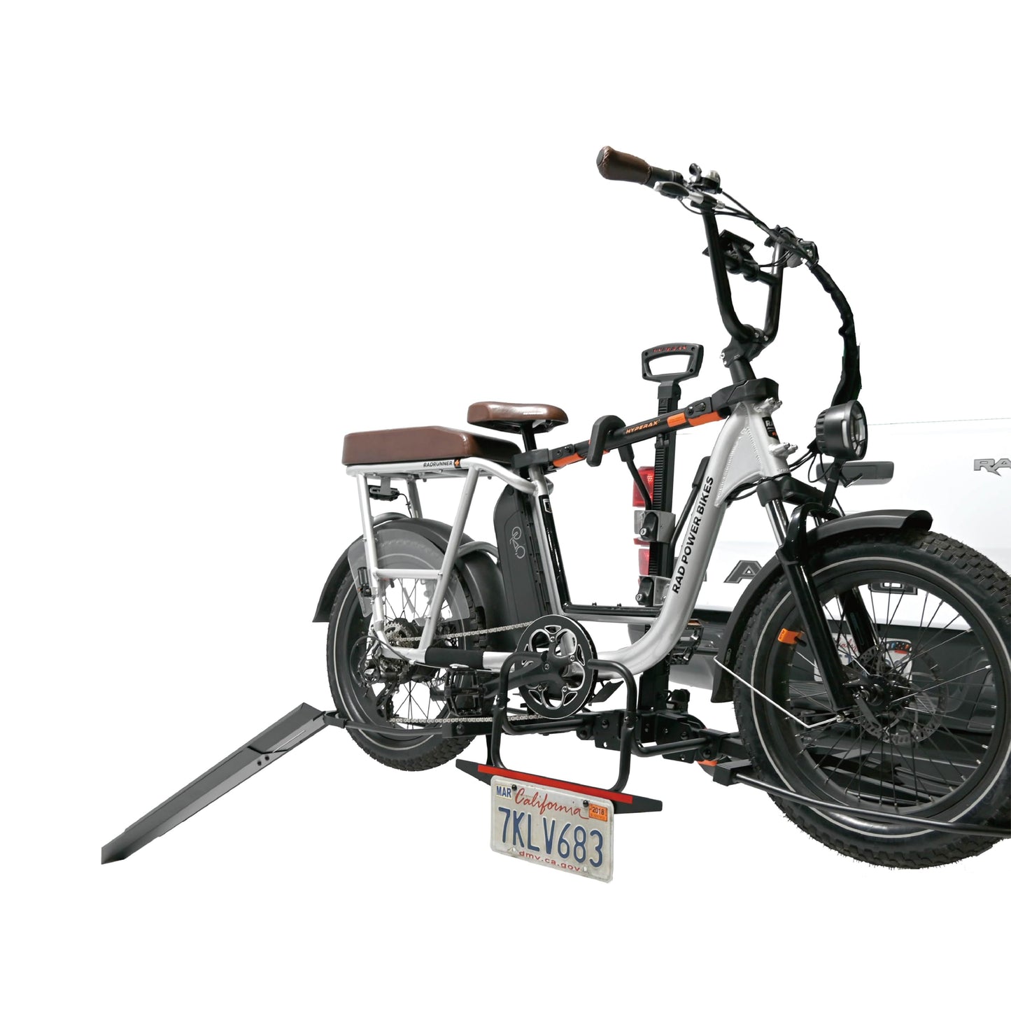 Hyperax Patented Back Saver E-Bike Ramp with License Plate Holder - Max Loading Capacity: 80 lbs per E Bike/Bike,Work ONLY with Hyperax Volt Series Bike Rack. ! Bike Rack is Purchased Separately!