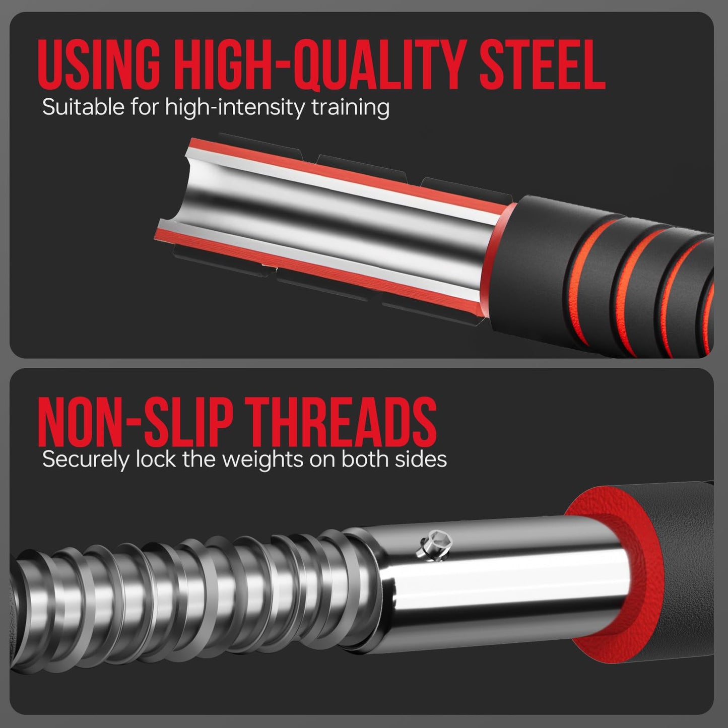 Adjustable Dumbbell Handle/Straight Barbell/Arm Blaster for 1" Cast Iron Weight Plates with Collars Loadable Dumbbells (Barbell Connector)