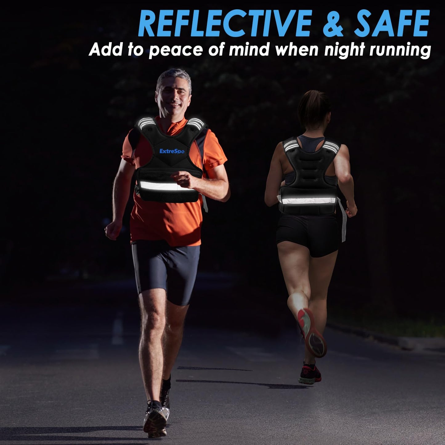 ExtreSpo Adjustable Weighted Vest for Women and Men, 11-20lb Weight Vest with 6 Ironsand Weights, Body Weight Vest Exercise Set with Reflective Strip for Strength Training and Workout