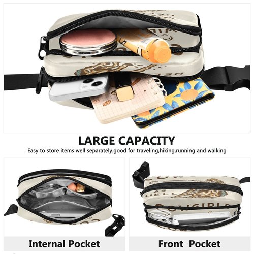 Wild West Rodeo Cowgirl Belt Bag for Women Men Fanny Pack Small Waist Pouch Crossbody Bags for Outdoor Hiking Running Travel