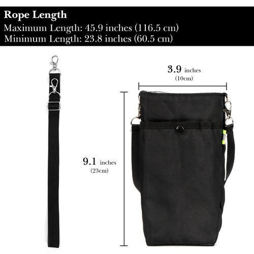 Linkidea Water Bottle Carrier Compatible with YETI Rambler Bottle 18oz/26oz, Owala FreeSip 24oz, Waterbottle Sling Bag Holder with Shoulder Strap, Black