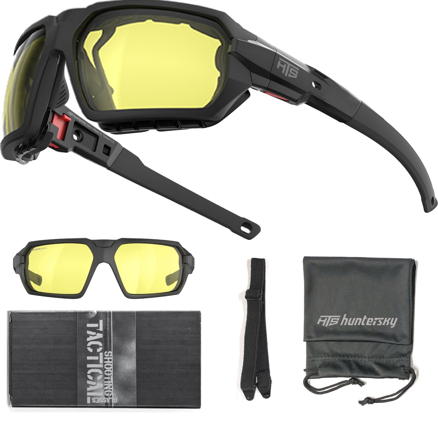 HTS HUNTERSKY Q37 Protective Powersports anti fog yellow tinted night vision driving riding glasses hunting Shooting Airsoft Skydiving Wind Dust proof