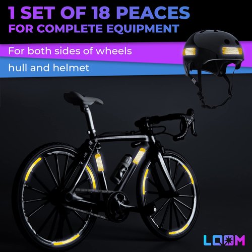 LOOM Reflective Stickers for Bikes Rims | 18pc Brilliant-flurYelGreen | Reflective Tape for Motorcycle Helmet Decals and Bike Reflectors | Hi Vis Bicycle reflectors, Mailbox Stickers