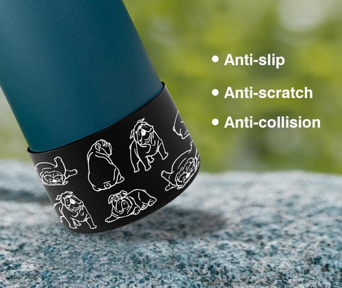 WIRESTER Silicone Sleeve Boot Compatible with Stanley Tumbler Hydro Water Bottles 12oz 24oz 20oz 30oz 40oz - English Bulldog Funny Playful On Black