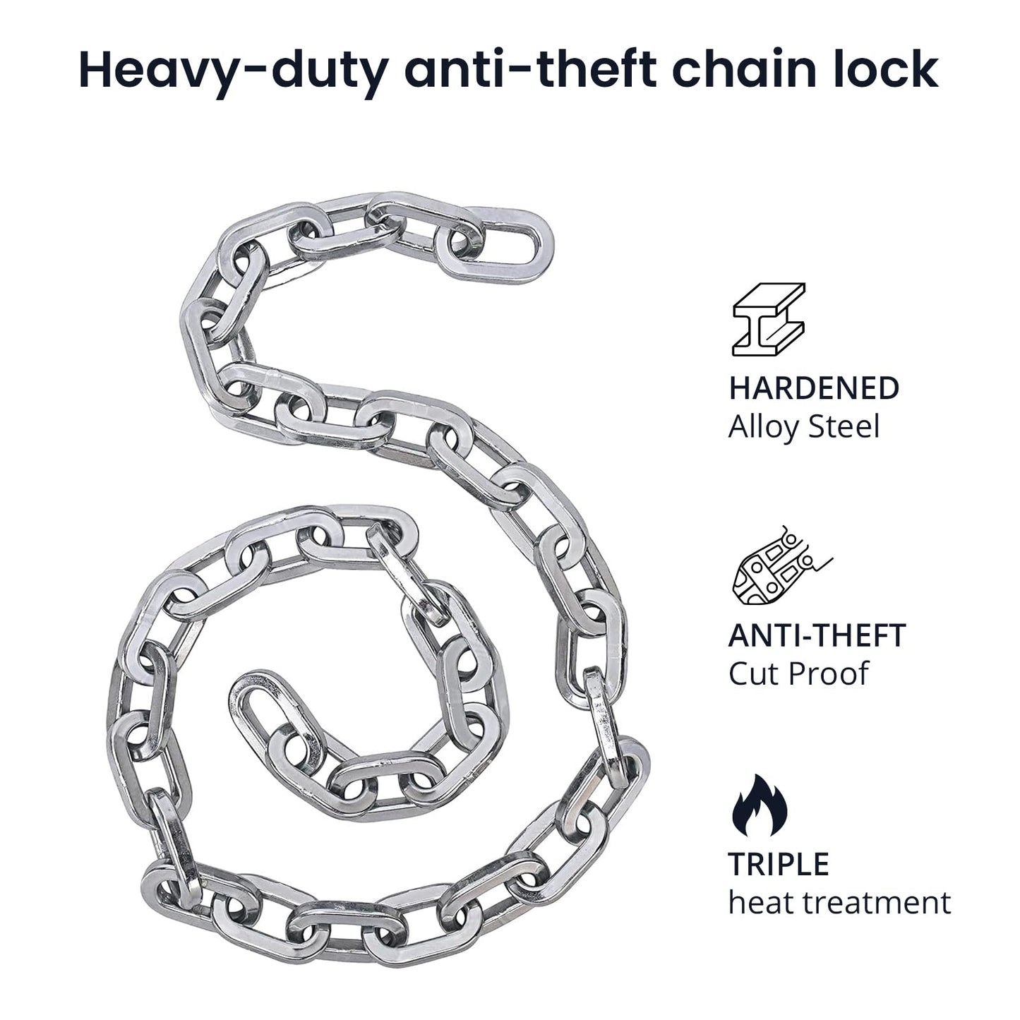 Aventon 8mm Thick Chain Lock, 47inch Heavy Duty Anti Theft Bicycle Lock, Equipped with a Waterproof and Scratch-Resistant Nylon Cover, Suitable for Bicycle, Motorcycle,Tricycle, Fence, and Door.