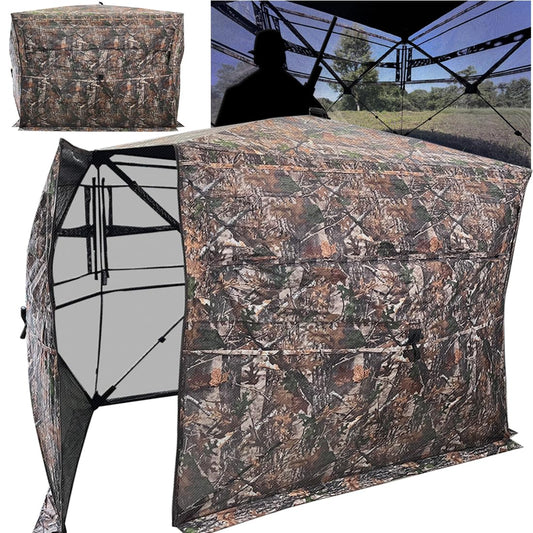 CROSS MARS Full Open Door 2-3 Person 360 Degree Ground Hunting Blind Camouflage Pop Up Duck Turkey Deer Hunting Blinds Tent