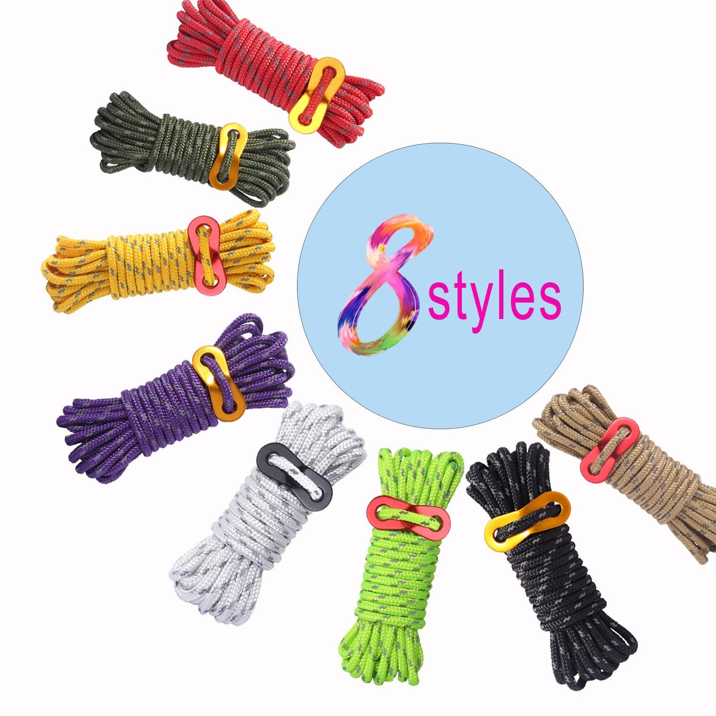 A Black Rope Outdoor Guy Lines Tent Cords, AOPANDA with Aluminum Alloy Buckle for Camping Rope, Suitable for Camping, Outdoor Sports(4mm,13ft,4pack)