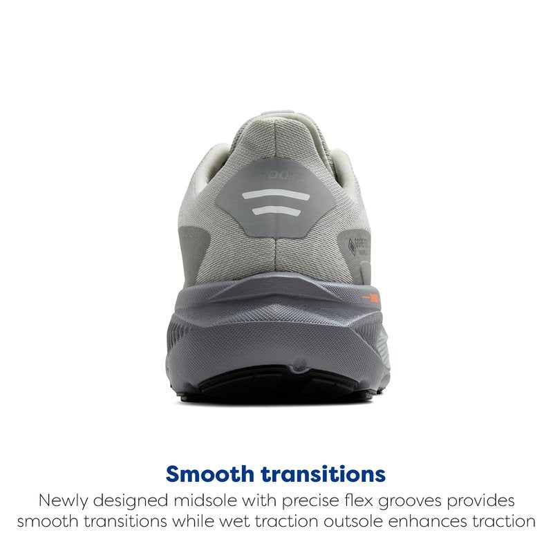 Brooks Men’s Ghost 17 GTX Waterproof Supportive Running & Walking Shoe - Smoke/Primer Grey/Orange - 9 Medium