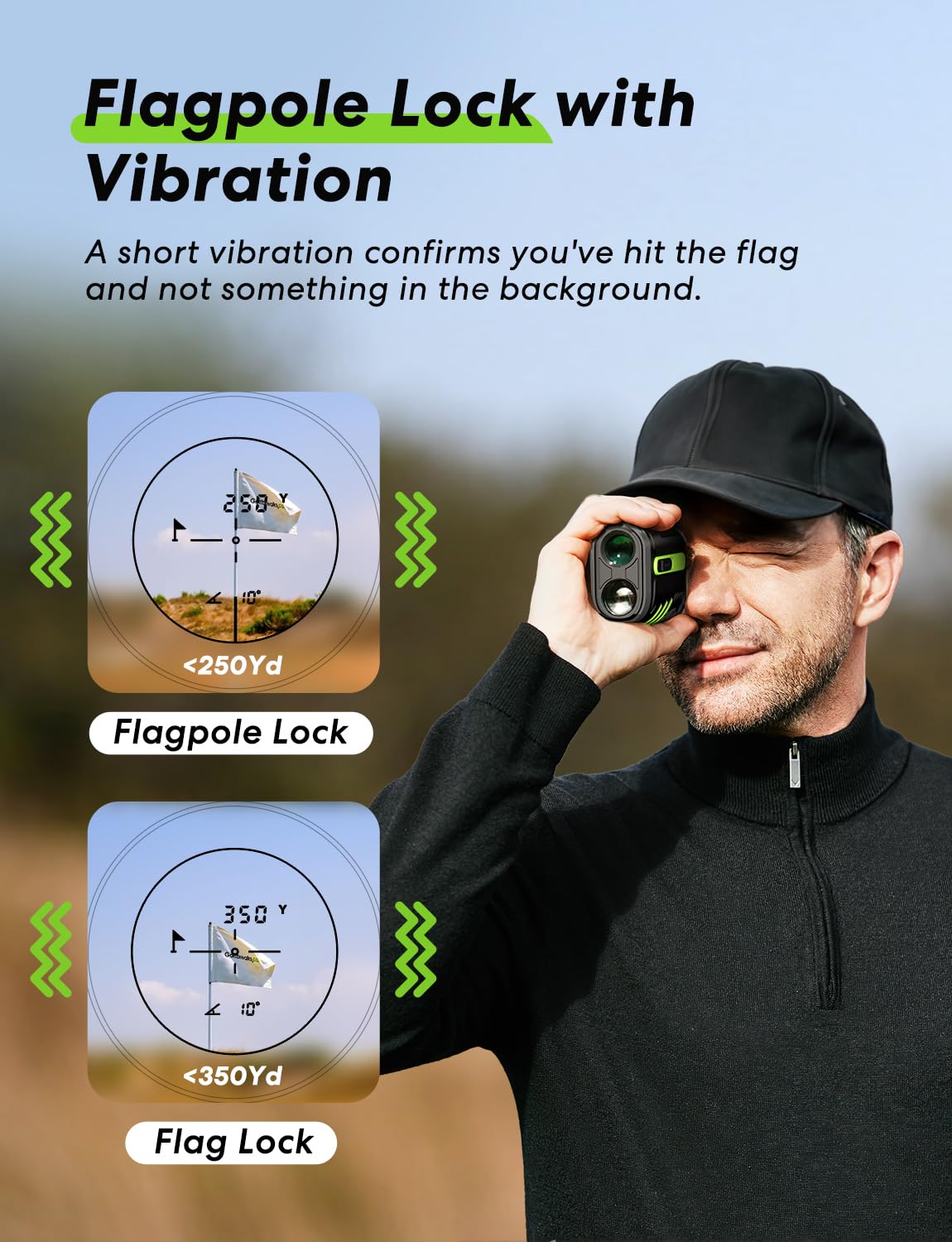 Flysocks Golf Rangefinder with Slope, 1200 Yard Laser Range Finder Golfing, Flag-Locking Vibration, 7X Magnification, 1000mAh Rechargeable Distance Range Finder with Magnet, Golf Accessories for Men