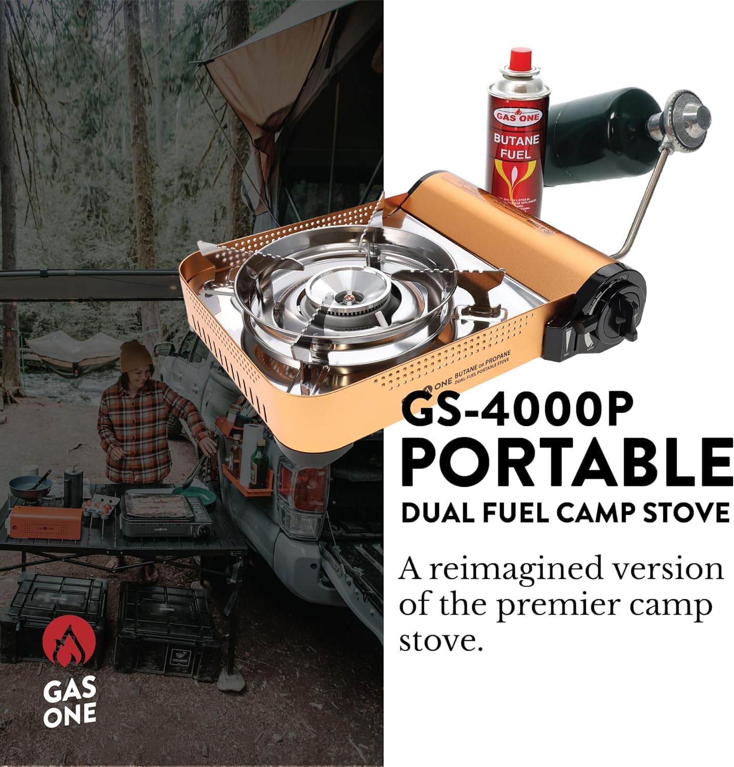 Gas ONE GS-4000P - Camp Stove - Premium Propane or Butane Stove with Convenient Carrying Case - Patented - Great for Camp Stove and Portable Butane Stove for All Cooking Application
