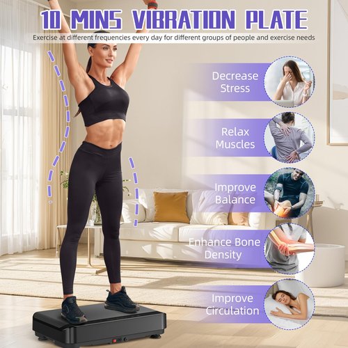 Vibration Plate Exercise Machine | with Bluetooth for Lymphatic Drainage | 400lbs Capacity with 9 Preset Modes & 99 Speed | Home Gym Equipment for Whole Body Vibrating Workout | Weight Loss & Toning