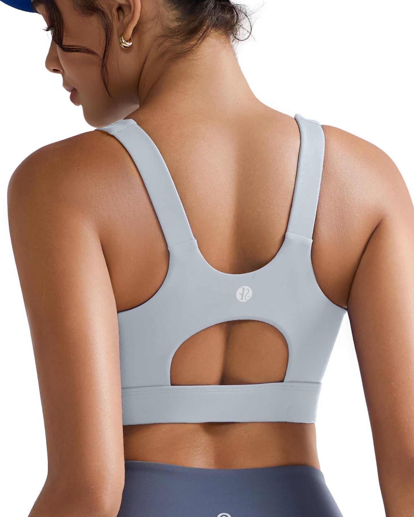RUNNING GIRL Sports Bras for Women,Scoop Neck Racerback Grey Sports Bra Padded Medium Support Workout Yoga Bra(WX3139 ICY Grey XL)