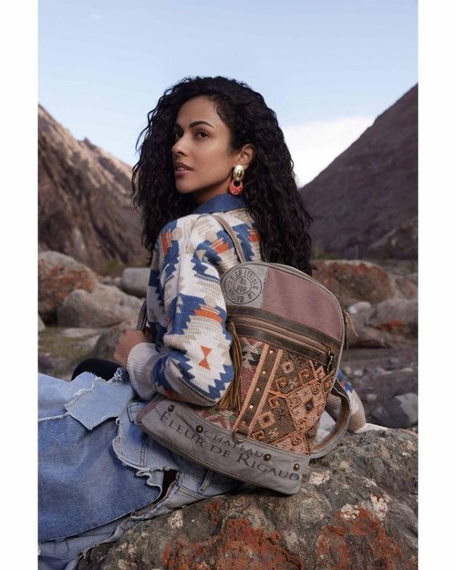 Myra Bag Western Leather Backpack Bag for Women, Upcycled Canvas Bag - Rigaud Rail