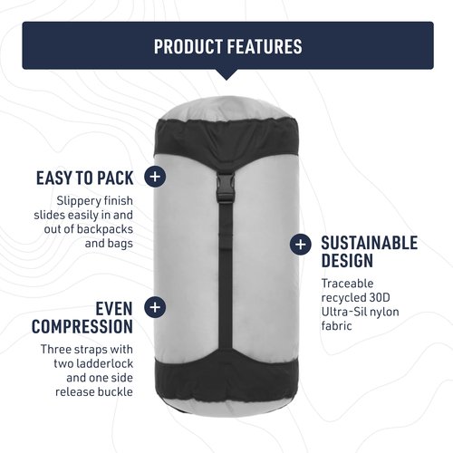 Sea to Summit Ultra-SIL Compression Sack, Ultralight Outdoor and Travel Storage, 8 Liter, Highrise Grey
