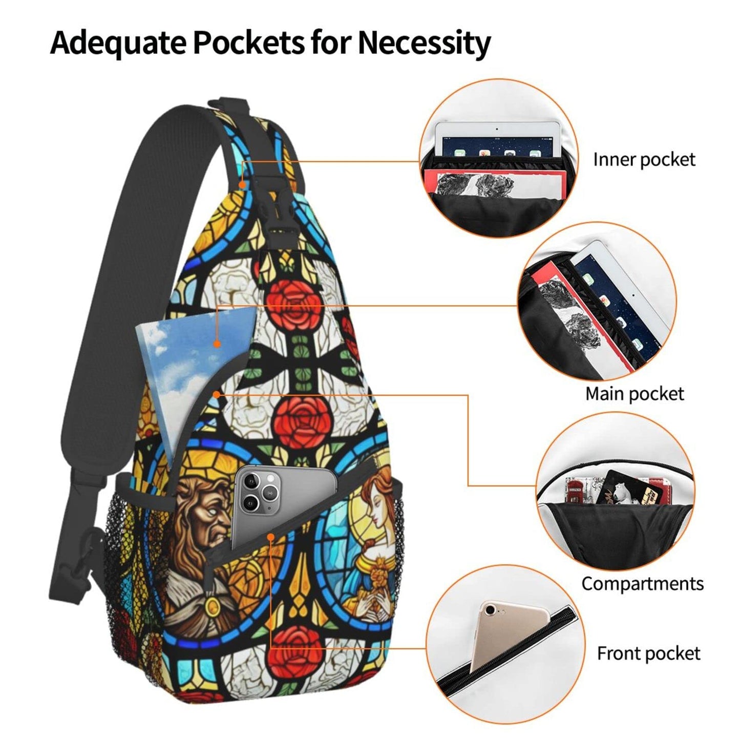 FYCFSLMY Fairytale Glass Crossbody Sling Backpack For Women & Men Chest Sling Backpack Casual For Travel Hiking