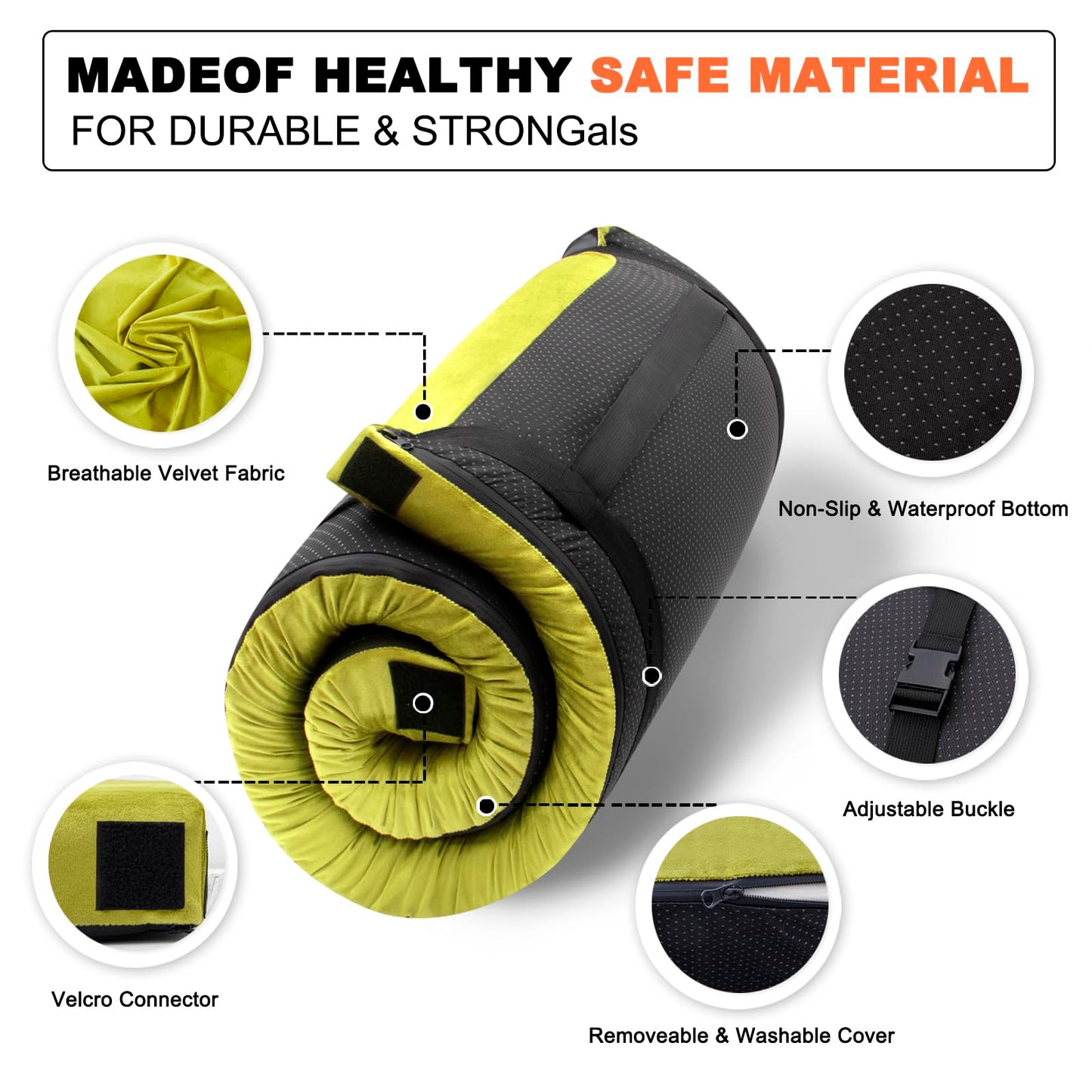 Airpanda Memory Foam Camping Mattress Sleeping Pad, 3" Thick Waterproof Portable Roll Up Sleeping Mats & Floor Mattress Pad with Pillow + Travel Bag for Camping Car Truck Tent Sleepover Kids Adult