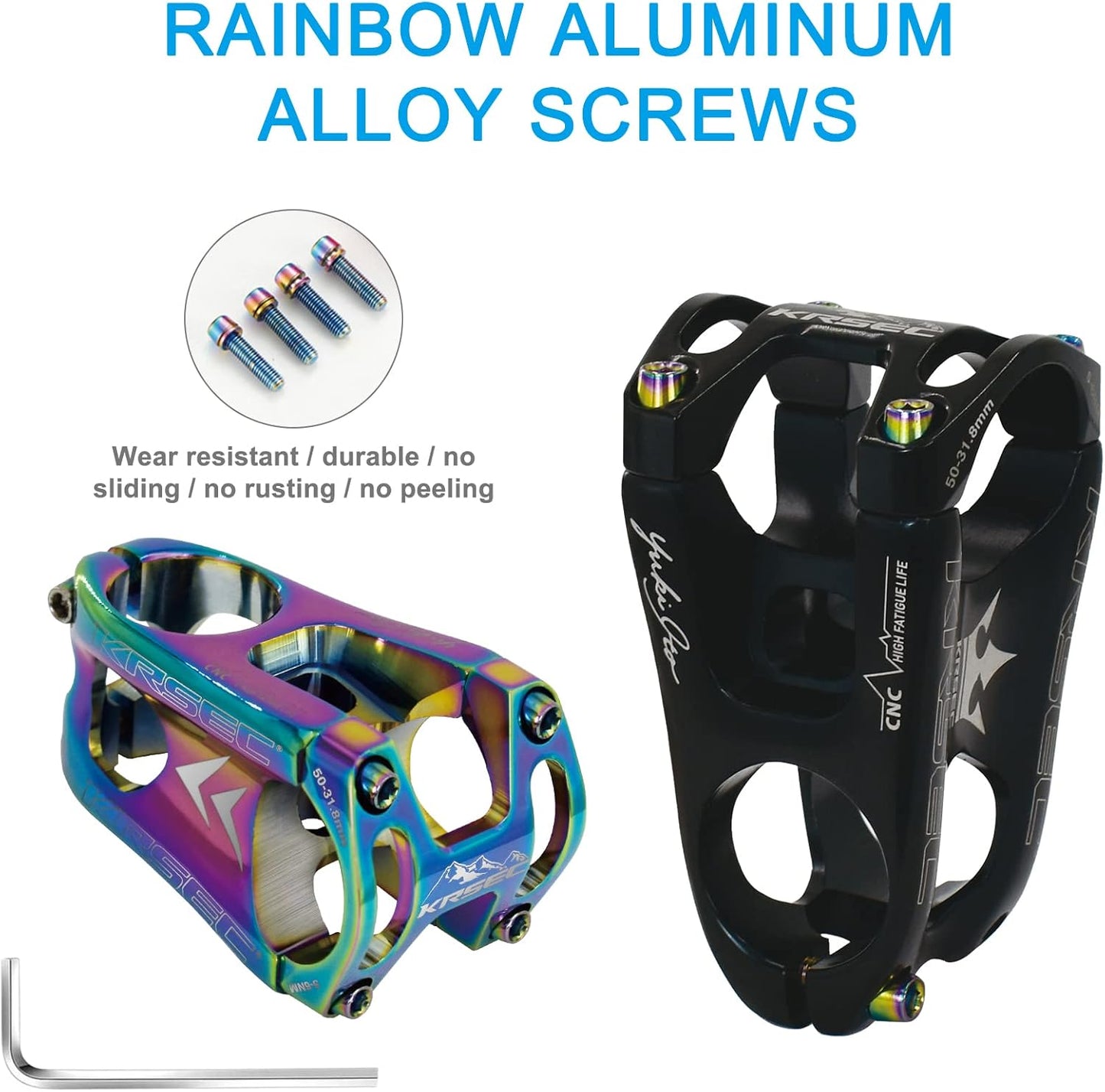 31.8 Stem 50mm Bike Stem Mountain Bike Stems Short Handlebar MTB Stem Aluminum Alloy for Most Bicycle,Road Bike,BMX,DH,FR,Fixie Gear Cycling Accessories