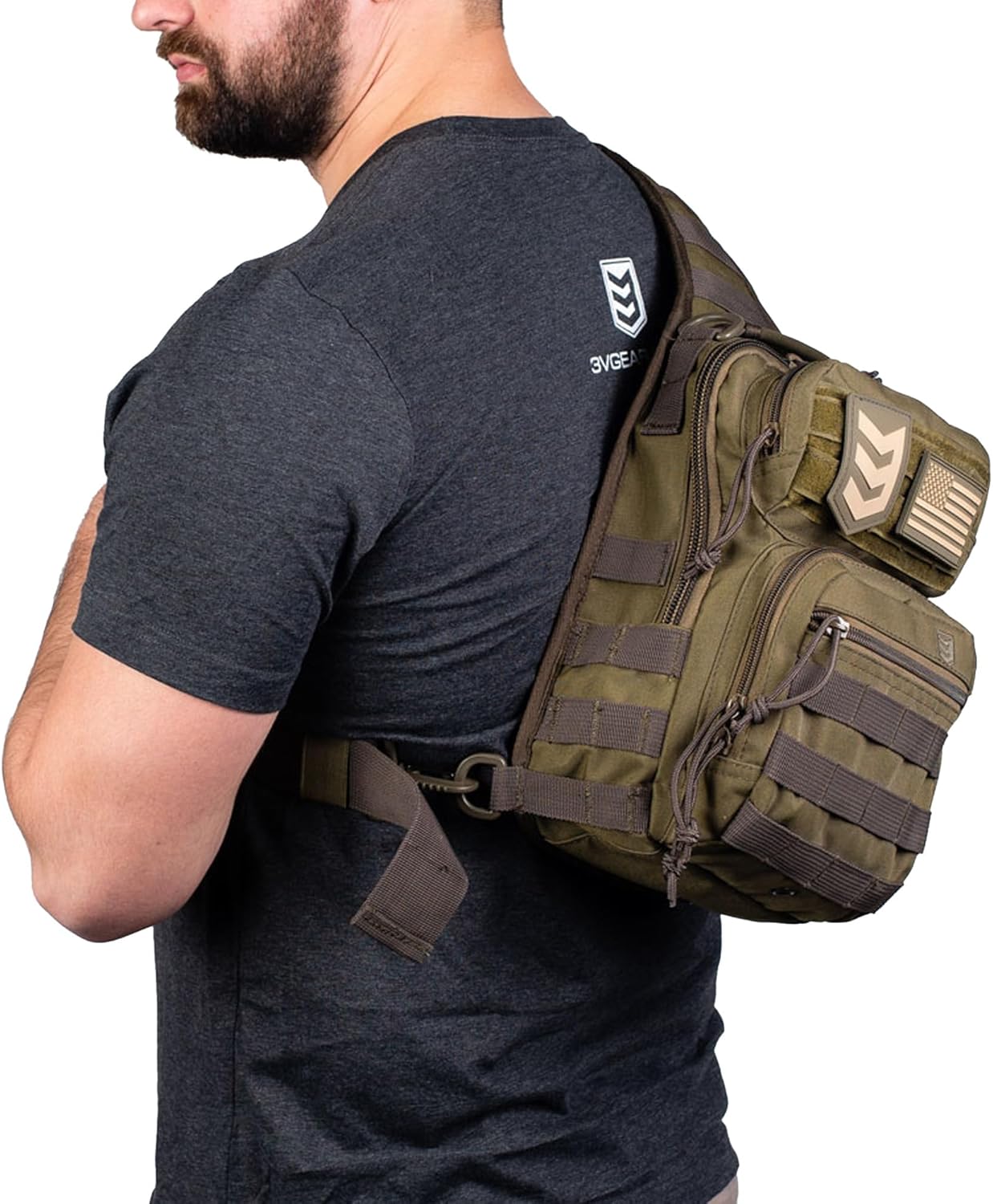 3VGEAR Posse EDC Sling Pack, 7L - MOLLE Compatible, Ambidextrous Strap - Rugged 600D Polyester Small Tactical Bag