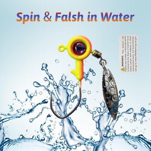 Bombite Crappie Jigs with Spinner 1/8 oz Underspin Fishing Jig Heads for Panfish Bass - 40pcs