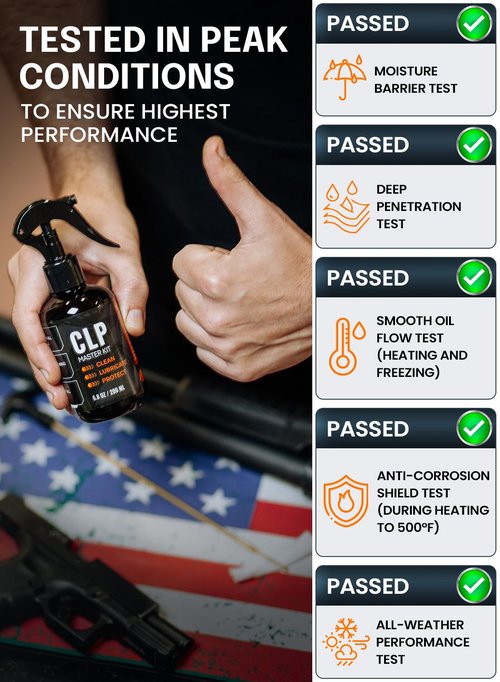 Gun Cleaning Oil Kit 3-in-1 Cleans, Lubes, Protects - 6.8 Oz Sprayer Gun Cleaner and Lubricant, Needle Oiler, Cleaning Patches, Cleaning Swabs and Brush - Gun Oil and Cleaning Kit