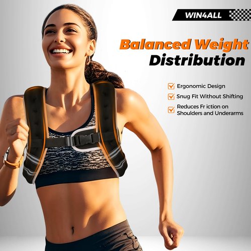 WIN4ALL Weighted Vest Men Women, 6lb/8lb/12lb/16lb/20lb Weighted Vest, Adjustable Women Weight Vest for Walking, Strength Training, Running, Fitness, Muscle Building, 12Lbs, Black