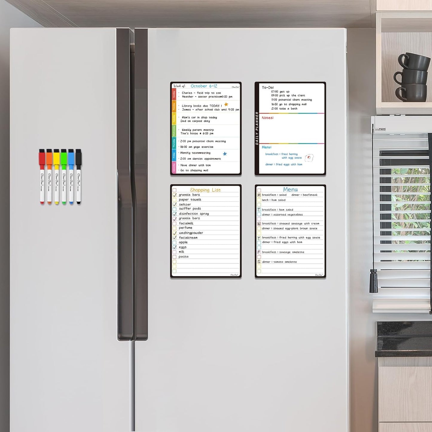Magnetic Dry Erase Chore Chart - 14.5"x11" Chore Chart for Kids, Teens and Adults - 6.5"x8.5" List Board for Fridge - 6 Extra Fine Point Markers Included - Shipped Flat
