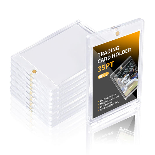 8 Pack - Magnetic Card Holder, 35PT Magnetic Trading Card Holder, Baseball Card Holders, Hard Acrylic Card Cases, Card Protector for Game Baseball Football Soccer Sports Cards, Fit for Standard Card