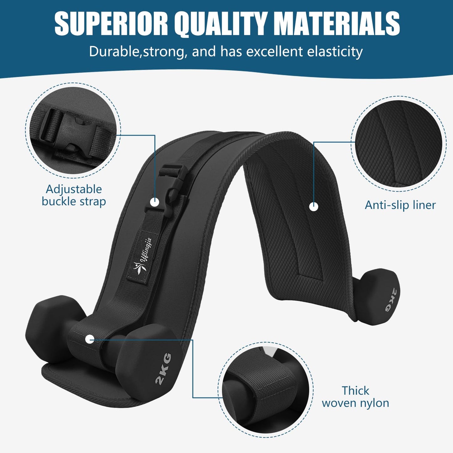 Exercise Hip Thrust Belt - Dumbbell Hip Thrust Belt, Thicken & Widen, Comfortable for Dumbbells, Kettlebells or Plates, Slip Padding, Gym or Home Workouts (black)