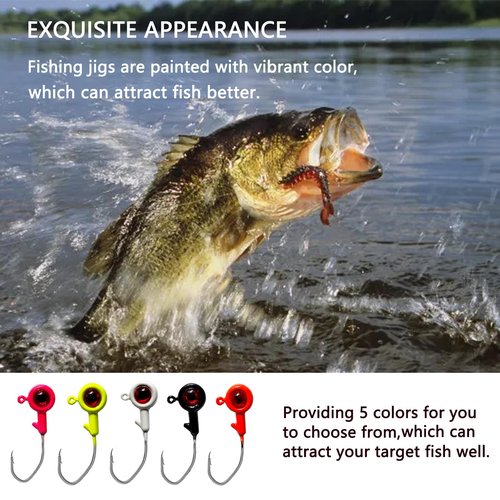 Bombite Crappie Jig Heads, 40pack Crappie Jigs Fishing Jig Heads Hook Lure Fishing Jigs Heads for Bass Fishing 1/16oz