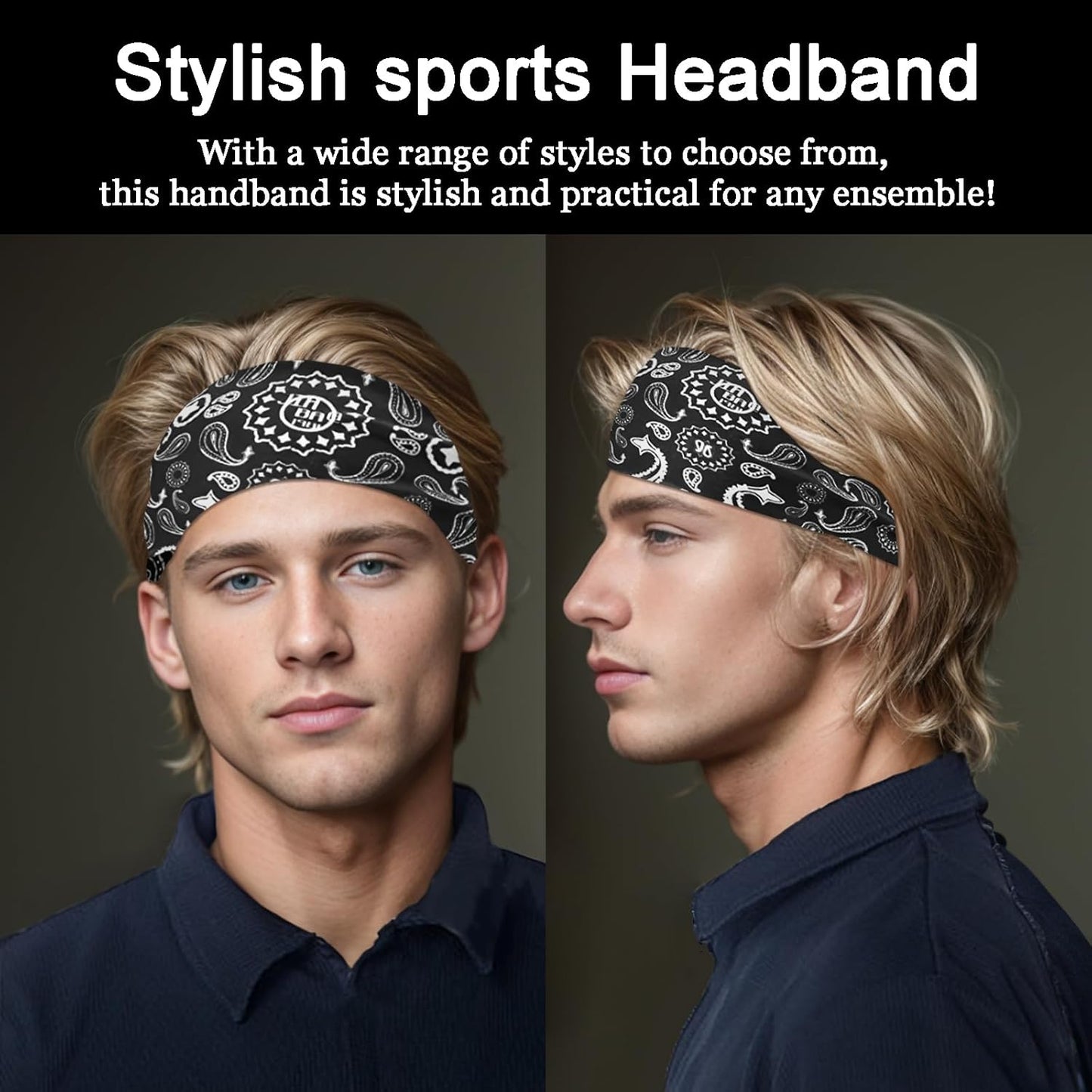 Men's 9-Pack Sports Headbands | Stretchy Sweatbands for Running & Workouts