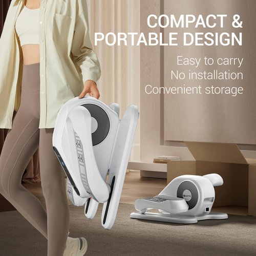 Under Desk Elliptical Machine, Ellipse Leg Exerciser for Seniors, Quiet & Portable Electric Seated Eclipse Exercise Training Machine with Remote, 12 Speeds & Mute Function, Manual & Auto Mode (White)