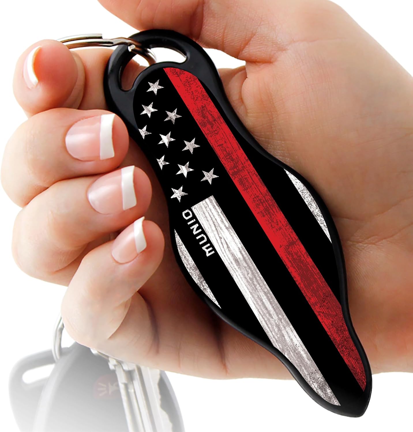 MUNIO Self Defense Keychain – Lightweight, Stylish & Portable Safety Tool for Women & Men – Non-Lethal Kubotan, Easy to Use, TSA Approved – Made in USA