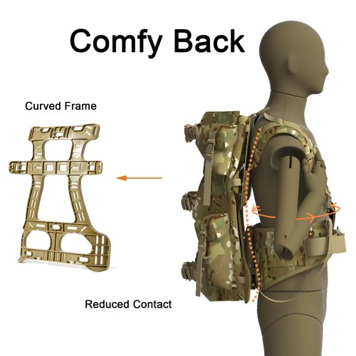 MT Military FILBE Curved Frame with Batwings Suspension Set System for Army Rucksack with Waist Hip Belt and Shoulder Straps Tan