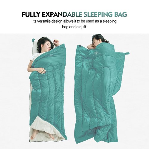 Ultralight Sleeping Bag for Children - Blackpongo Envelope Lightweight Portable, Waterproof, Comfort with Compression Sack - Great for 3 Season Traveling, Camping, Hiking (Green)