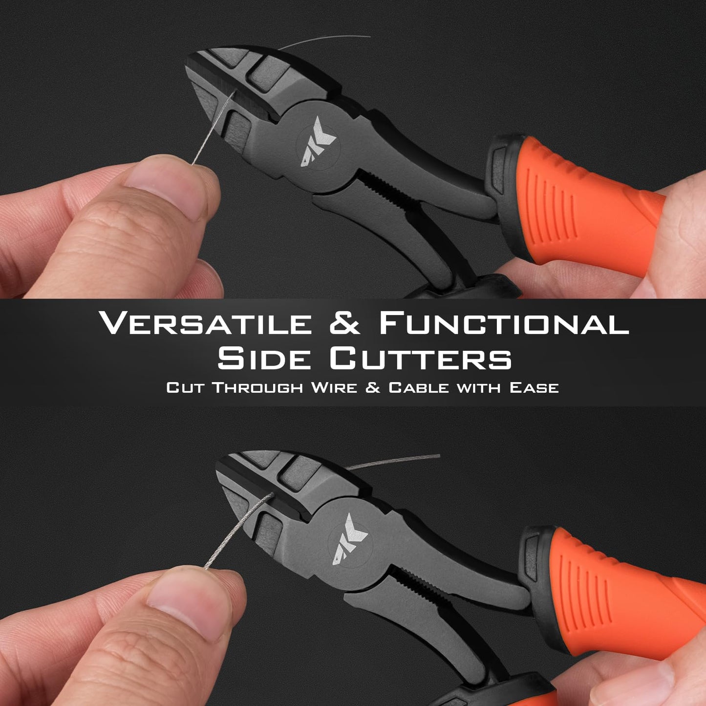 KastKing Paradox 6 inch Wire Cutters, Saltwater Resistant S45C Carbon Steel Fishing Tools, 6" Side Cutters with Ergonomic & No-Slip Grip Handle, Fishing Gear Cutting Pliers, Orange