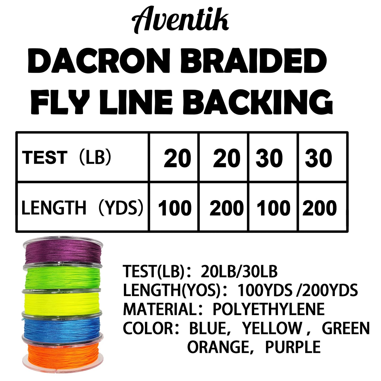 Aventik Dacron Braided Fly Line Backing for Fly Fishing Trout Fishing 20LB/30LB (Purple, 30LB,100YARD)