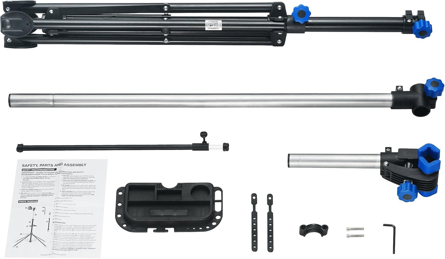 Pro Stand Plus Bike Rack - Heavy-Duty Telescoping Bicycle Stand with Tool Tray, Rotating Clamps, and Adjustable Handlebar Rod by RAD Cycle (Black)